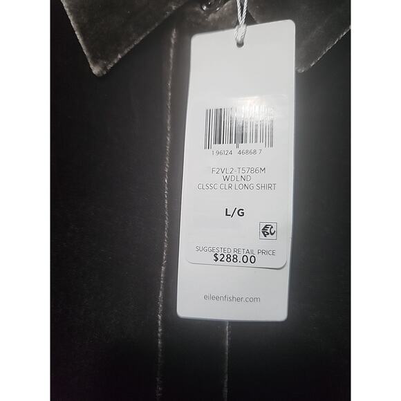NWT Eileen Fisher Fine Jersey Classic Collar Long Sleeve Shirt Sz L F2vl2-t5786m - Picture 2 of 8